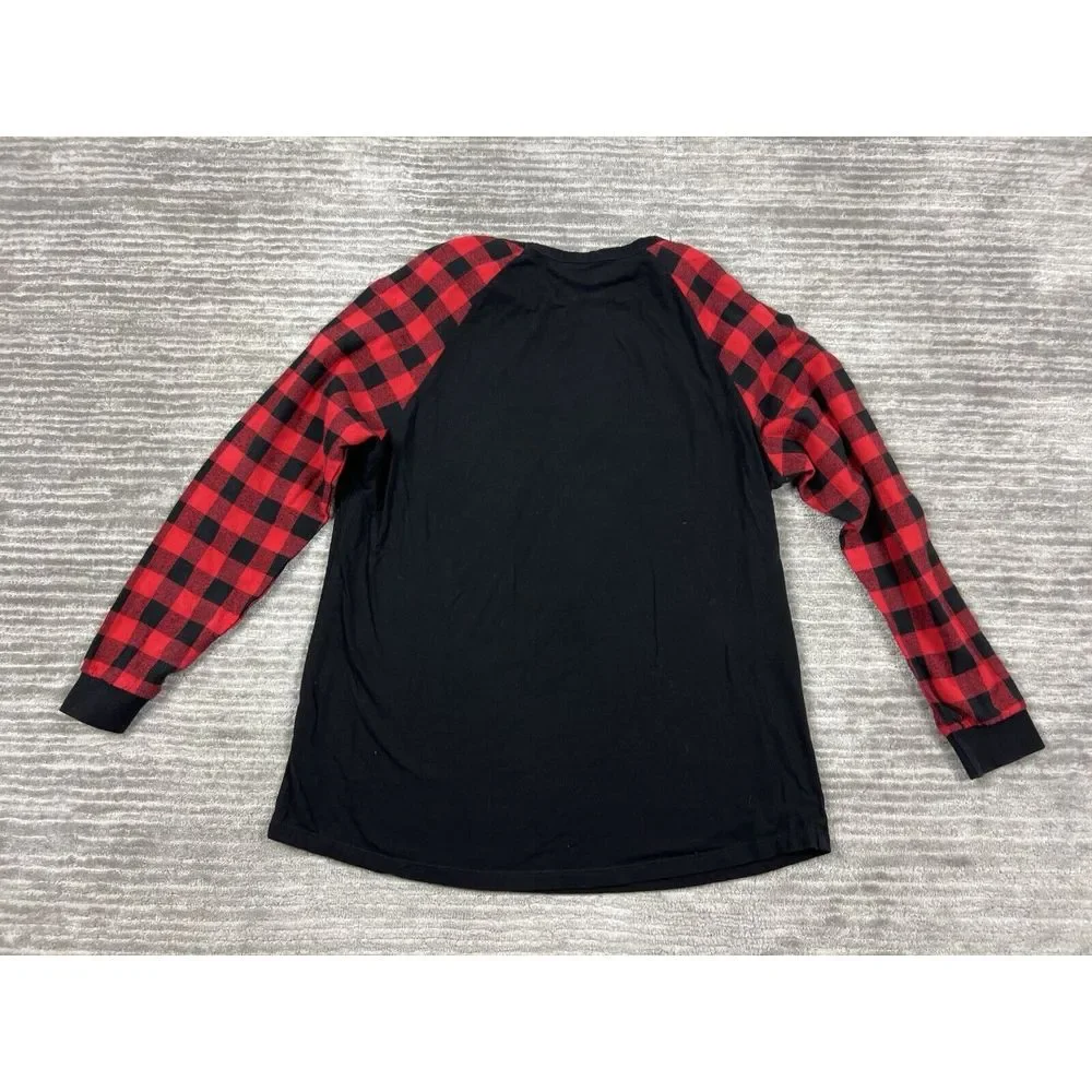 Crazy Train Top Womens‎ Large Multicolor Check Raglan Sleeves Cow Graphic - Picture 8 of 12